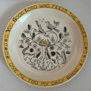 Stavangerflint Norway Childs Blessing Plate Tree Feed the Birdies Ann Lofthus
